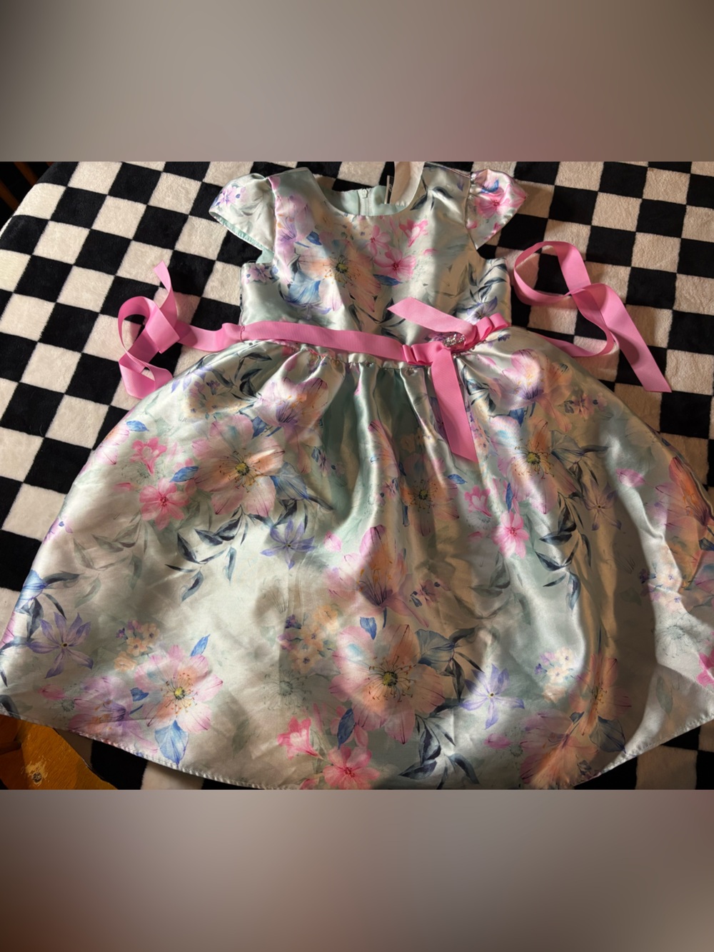 Size 6 Floral Pink Ribbon Party Dress
